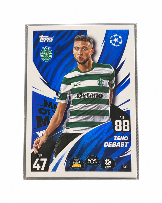 Carta Topps Match Attax 25/26 Zeno Debast - Sporting CP - Man of the Match
