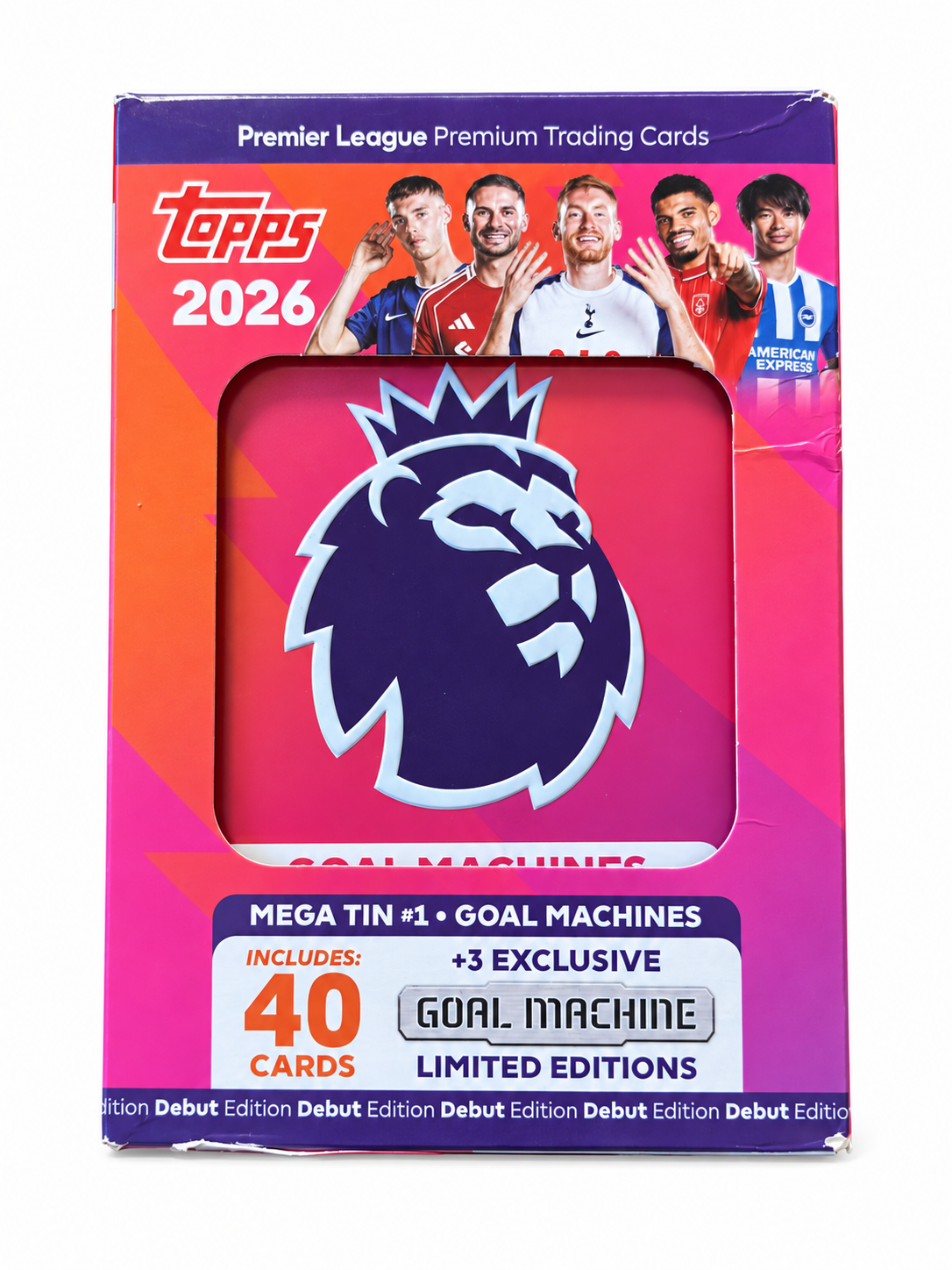 Topps Premier League 2026 Mega Tin #1 Goal Machines – 40 Cartas + 3 Limited Editions