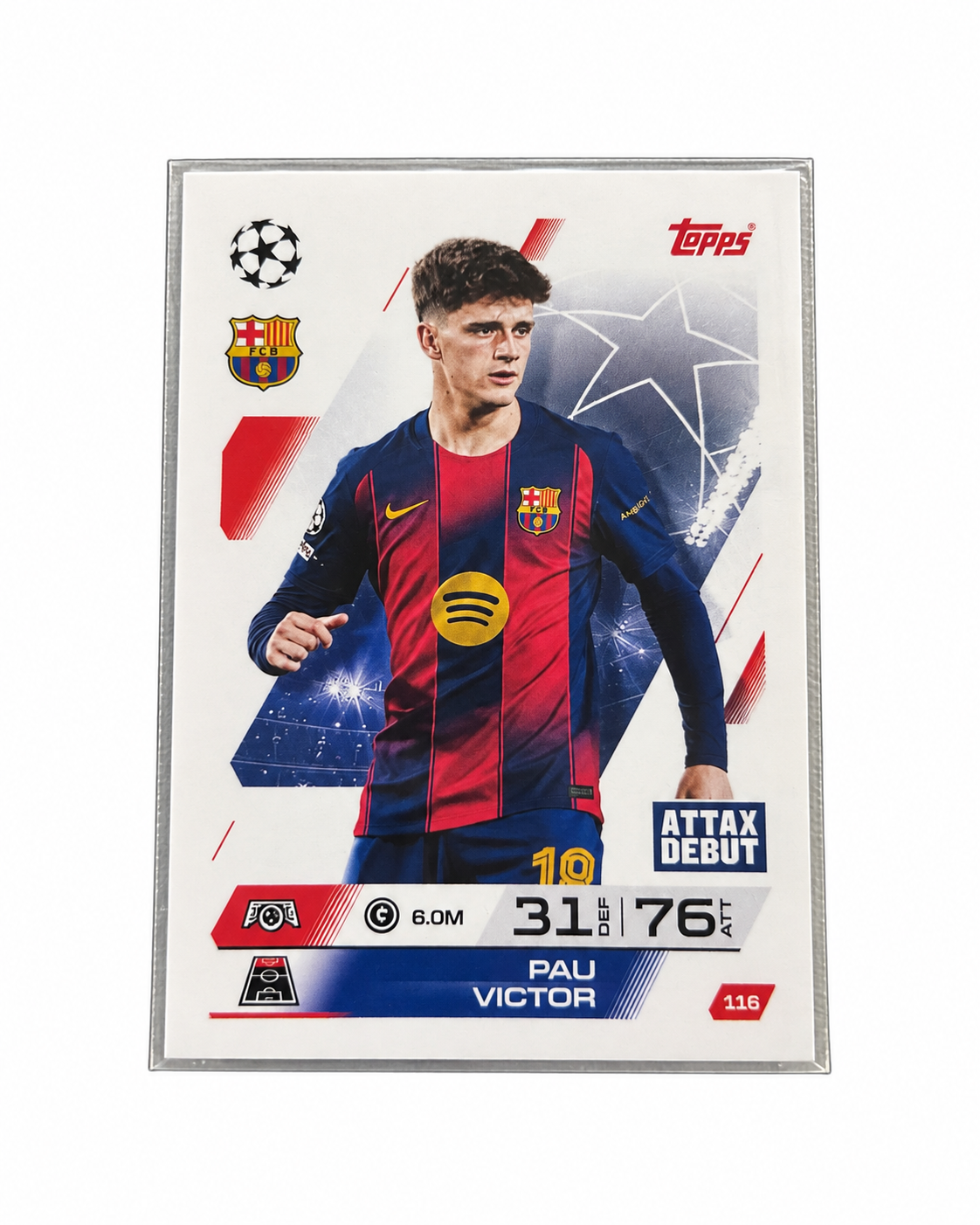 Carta Topps Match Attax 25/26 Pau Víctor - Barcelona - Attax Debut