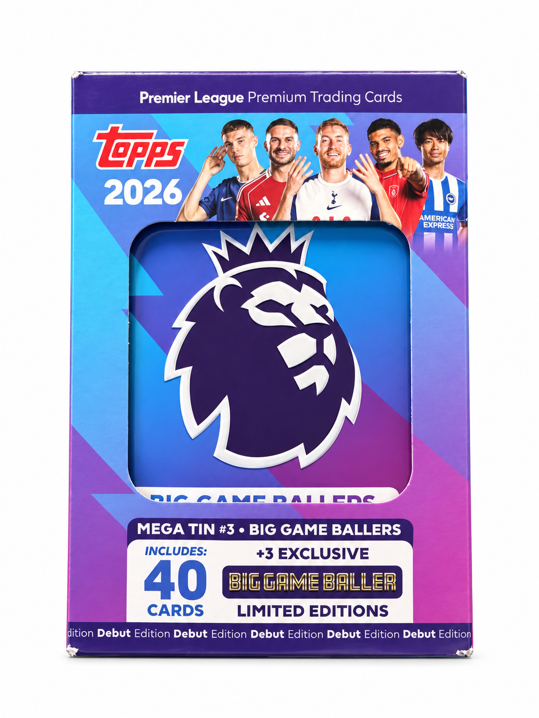 Topps Premier League 2026 Mega Tin #3 Big Game Ballers – 40 Cartas + 3 Limited Editions